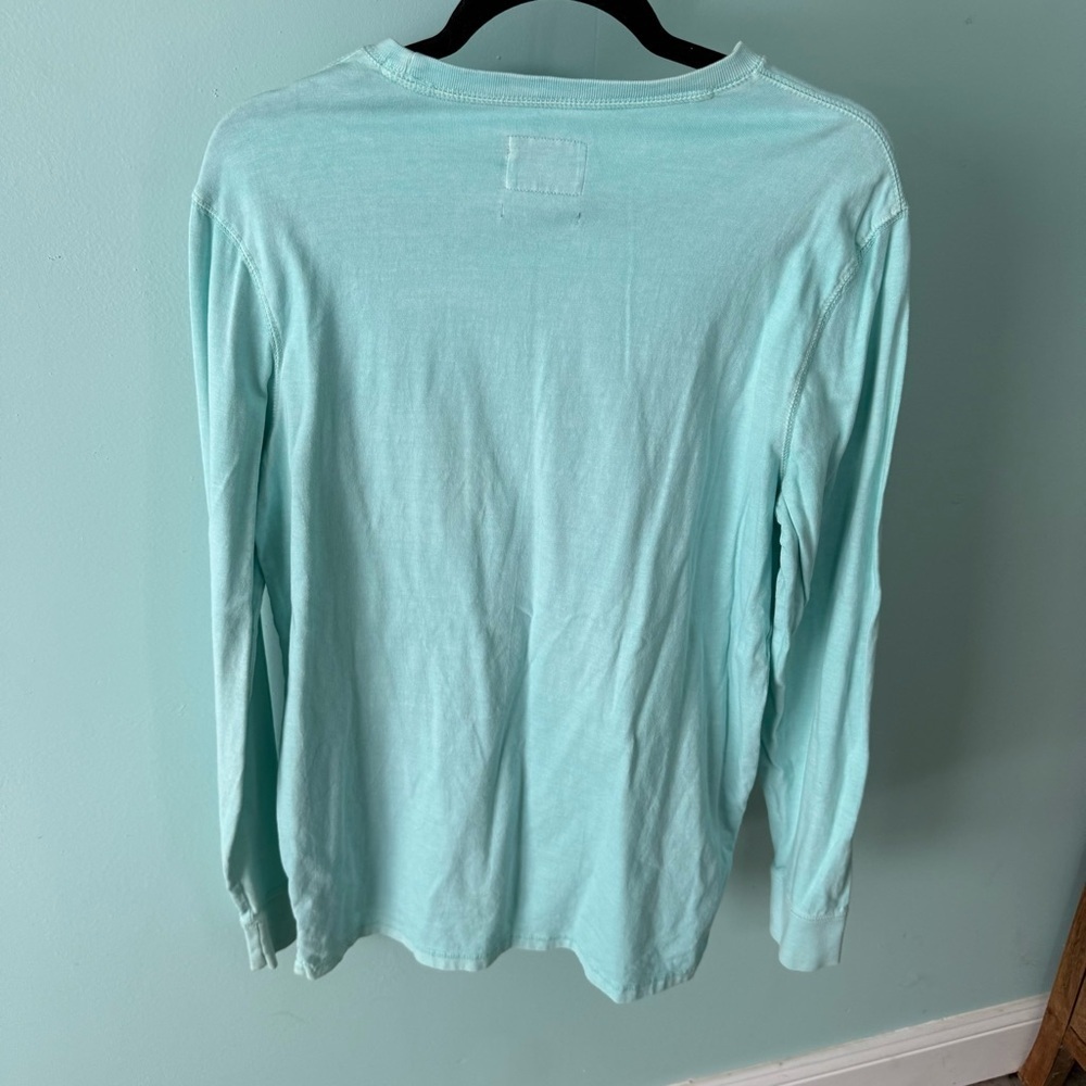 Men’s Goodfellow & Co. Aqua Long Sleeve Crew Neck Tee Chest Pocket Size Medium - Picture 7 of 9